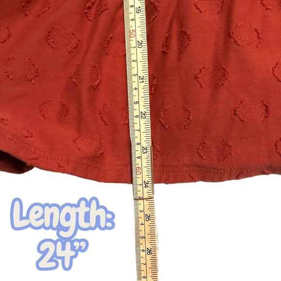 LEE Rust Textured Dot Peplum Crisscross Back Top Women’s XL 3/4 Sleeve Boho - Picture 6 of 7